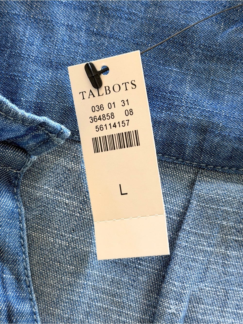 Talbots Chambray Tencel Shift Dress Blue Ruffle Sleeve Size L NWT - Picture 13 of 14